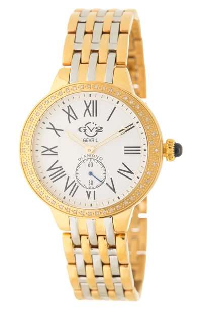 Gevril Astor Diamond Quartz Watch, 40mm In Two Tone Ss-gold