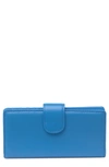 Mundi Slim Leather Clutch Continental Wallet In 40n-french Blue
