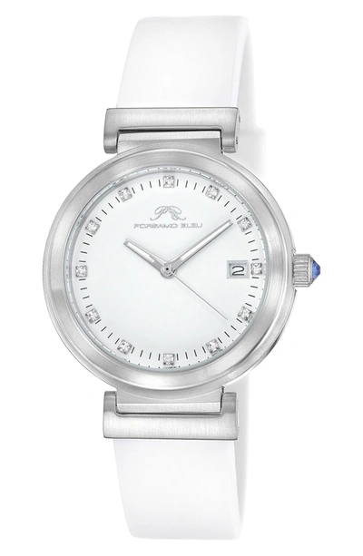 Porsamo Bleu Dahlia Silicone Strap Watch, 34mm In Silver-white