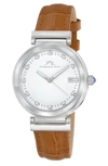 Porsamo Bleu Dahlia Leather Strap Watch, 34mm In Silver-cognac