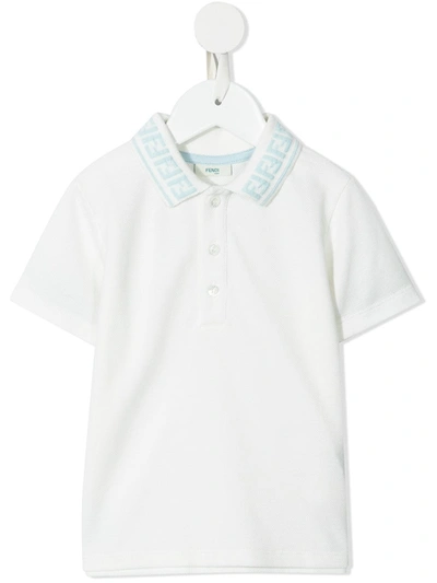 Fendi Babies' Logo Embroidered Polo Shirt In White