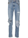 VERSACE JEANS COUTURE DISTRESSED STRAIGHT-LEG JEANS