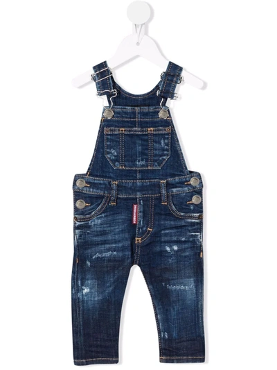 Dsquared2 Babies' Slim-fit Denim Dungarees In Blue