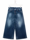 Dsquared2 Teen High-waist Wide-leg Jeans In Blue