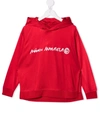Mm6 Maison Margiela Teen Logo-print Rib-trimmed Hoodie In Red