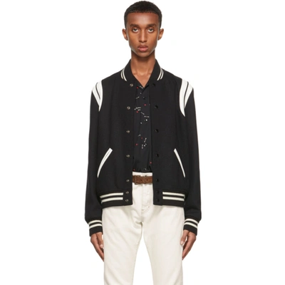 Saint Laurent Teddy Jacket In Wool In Black