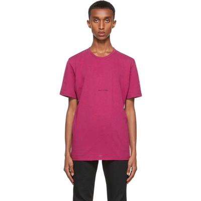 Saint Laurent Pink Rive Gauche Logo T-shirt In Fuchsia