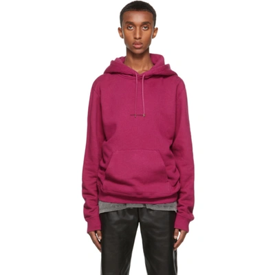 Saint Laurent Men's Rive Gauche Pullover Hoodie In Fuchsia Noir