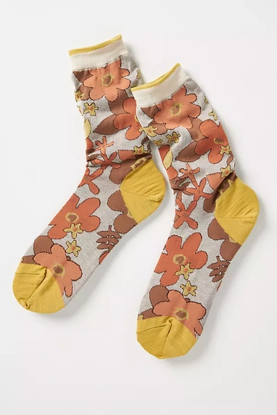 Hansel From Basel Retro Floral Crew Socks In Assorted