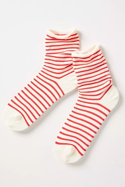 Hansel From Basel Nautical Striped Crew Socks In Pink