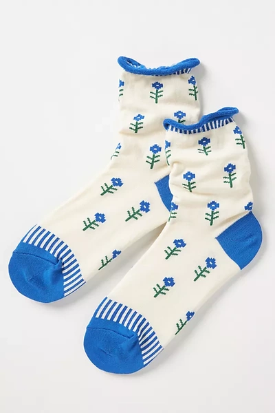 Hansel From Basel Needlepoint Crew Socks In White