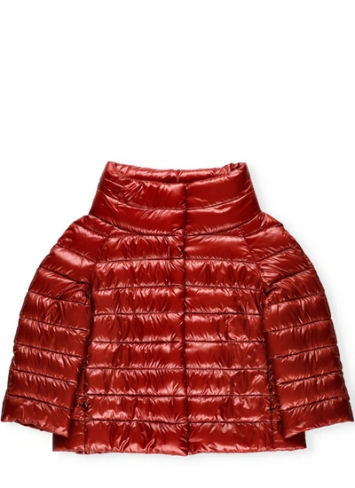 Herno Sofia Down Crop Puffer Jacket In Burnt