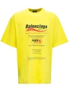 BALENCIAGA YELLOW COTTON T-SHIRT WITH BOXY PRINT,651795TKVF87175