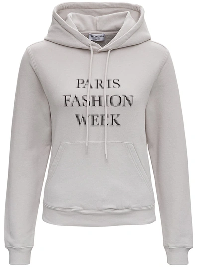 Balenciaga Grey Cotton Hoodie With Paris Fashion Week Print