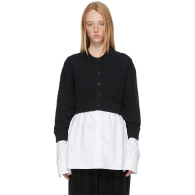 Alexander Wang T Layered Cotton-blend And Cotton Oxford Cardigan In Black