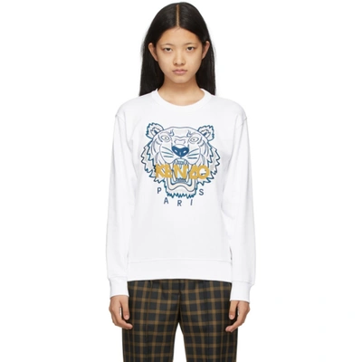 Kenzo Classic Tiger Logo Cotton Sweatshirt In White
