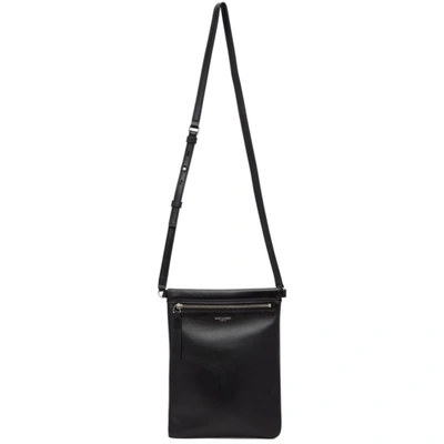 Saint Laurent Foil Logo Leather Flat Crossbody Bag In Black