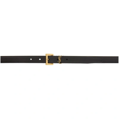 Saint Laurent Black Logo Patent Leather Belt