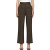 VICTORIA VICTORIA BECKHAM BROWN CROPPED FLARED TROUSERS