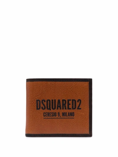 Dsquared2 Logo-print Bifold Wallet In Leather Brown