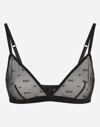 Dolce & Gabbana Monogram-pattern Triangle Bra In Black