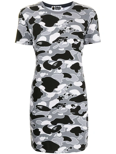 A Bathing Ape Camouflage Print Jersey Dress In Grey
