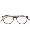 Saint Laurent Round Tortoise Shell Optical Glasses In Braun