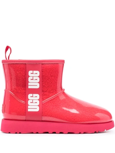 Ugg Logo-print Vinyl Boots In Rosa