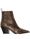 AEYDE KATE 75MM SNAKESKIN ANKLE BOOTS