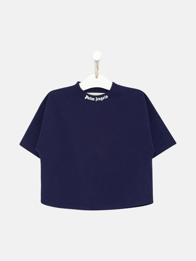 Palm Angels Blue Cotton Classic Over T-shirt In Navy