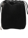RED VALENTINO FAUX PLEAED LEATHER BUCKET BAG IN BLACK