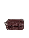 RED VALENTINO BAG WITH ROUCHES IN BURGUNDY
