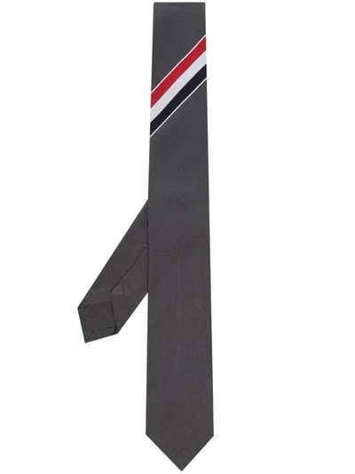 Thom Browne Rwb Stripe Necktie In Grey