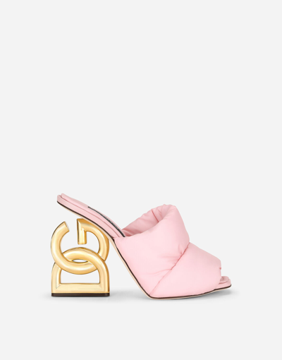 Dolce & Gabbana Dg Interlocking High Heel Quilted Slide Sandals In Pink