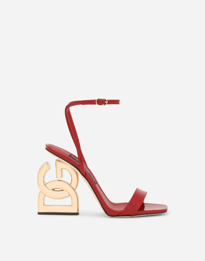 Dolce & Gabbana Patent Leather Sandals With 3.5 Heel In Red