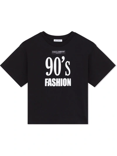 Dolce & Gabbana Kids' Slogan-print T-shirt In Black