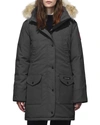 Canada Goose Trillium Down Parka Coat W/ Natural Coyote Fur Trim In Graphite