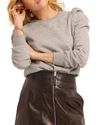 Rebecca Minkoff Janine Puff-sleeve Sweatshirt In Heather Grey