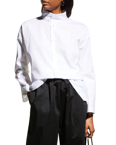 Eskandar Two-collar Button-front Cotton Blouse In Black
