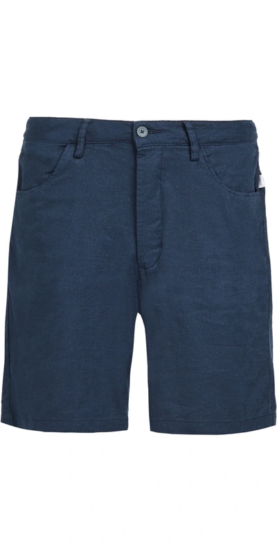 Onia Stretch Linen Traveler Shorts In Navy9