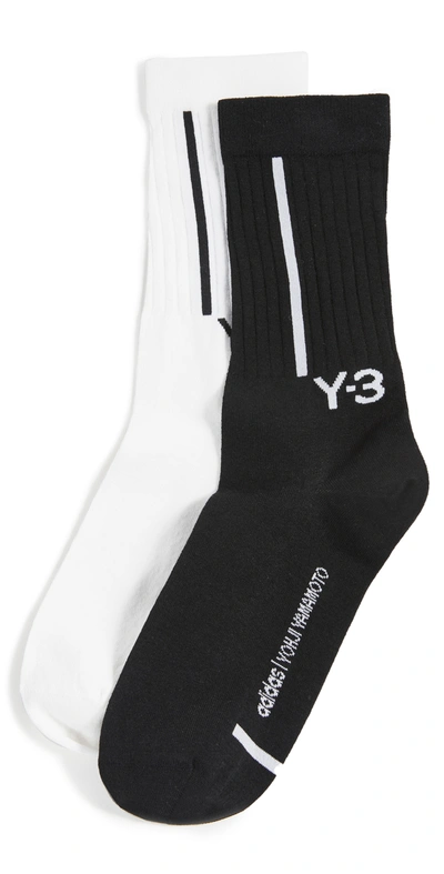 Y-3 Crew Socks 2 Pack In Black/core White