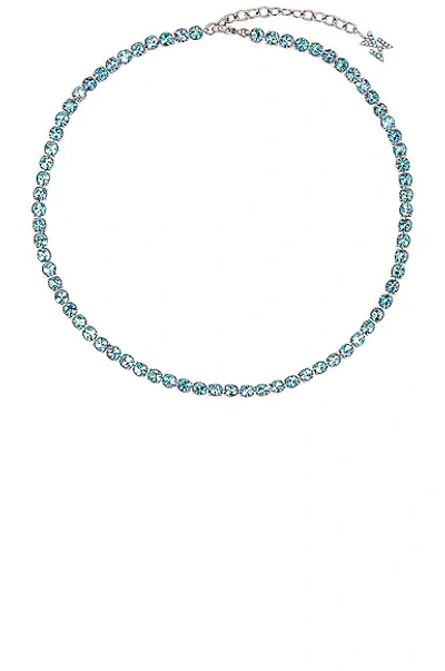 Amina Muaddi Tennis Necklace With Light Blue Crystals