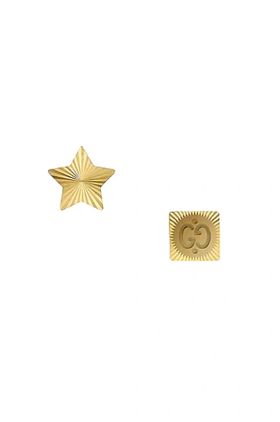 Gucci 18kt Yellow Gold Star And Interlocking G Stud Earrings