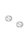 Gucci 18kt White Gold Interlocking G Stud Earrings In Silver-tone