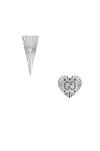 Gucci Gg Heart And Diamond Triangle Stud Earrings In White Gold In White Gold