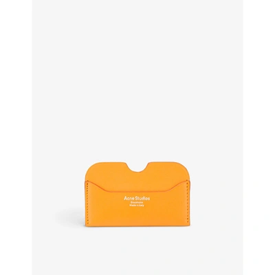 Acne Studios Elma Brand-print Leather Cardholder In Orange
