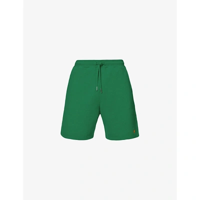 Bel-air Athletics Crest Logo-embroidered Cotton-jersey Shorts In Green