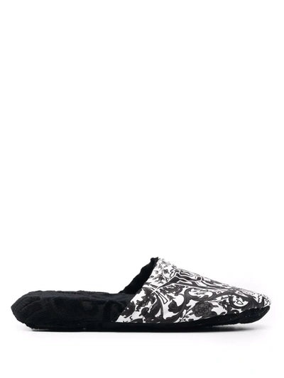 Philipp Plein Baroque-print House Slippers In Weiss