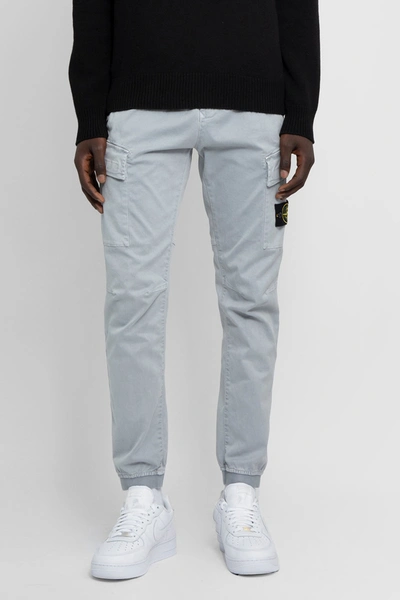 Stone Island Logo-patch Cotton Trousers In Grey