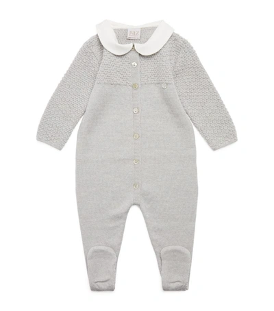 Paz Rodriguez Babies' Wool Peter Pan All-in-one (1-12 Months) In Grey